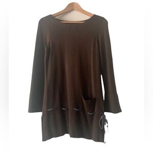 Rebecca Taylor Silk Cashmere Blend Knit Tunic Women Size S Brown Quiet Luxury